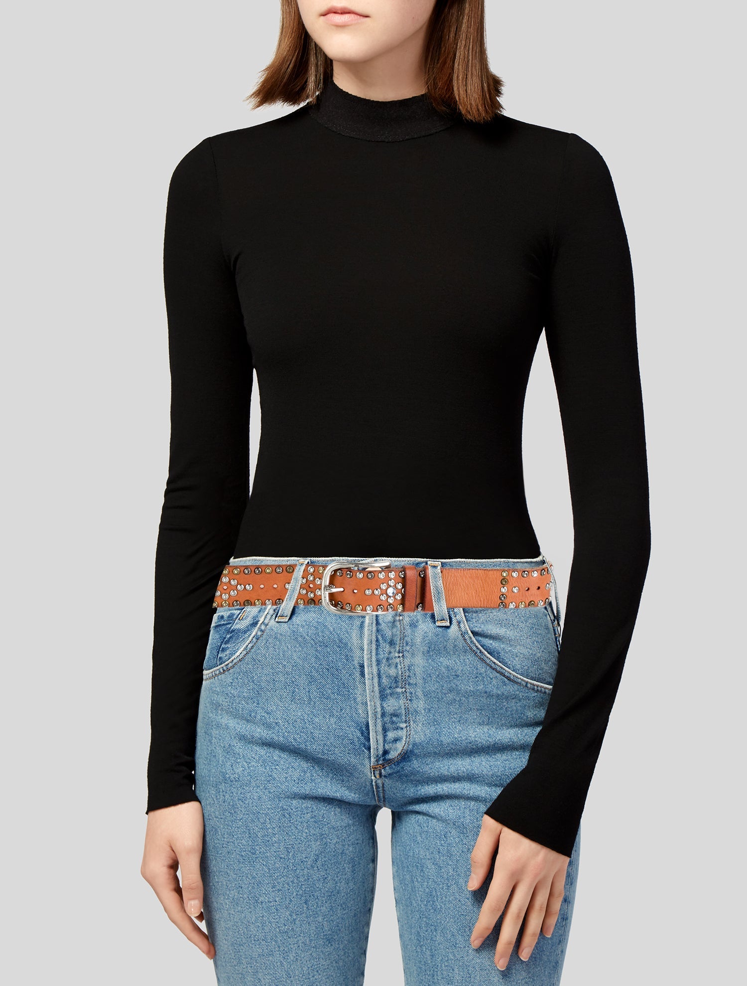 Isabel Marant Leather Crystal Embellishments Belt
